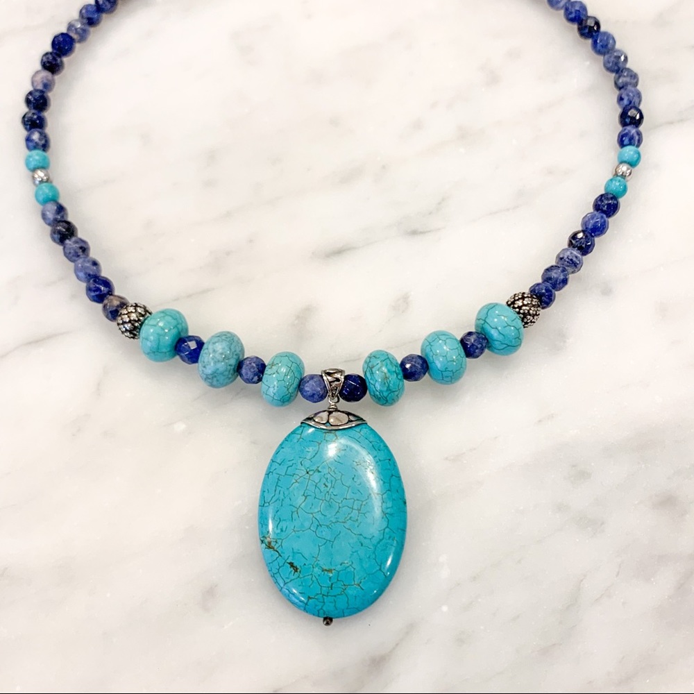 VTG Genuine Turquoise Stone Necklace